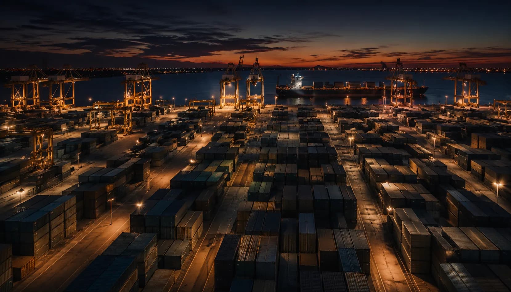 Container port at night